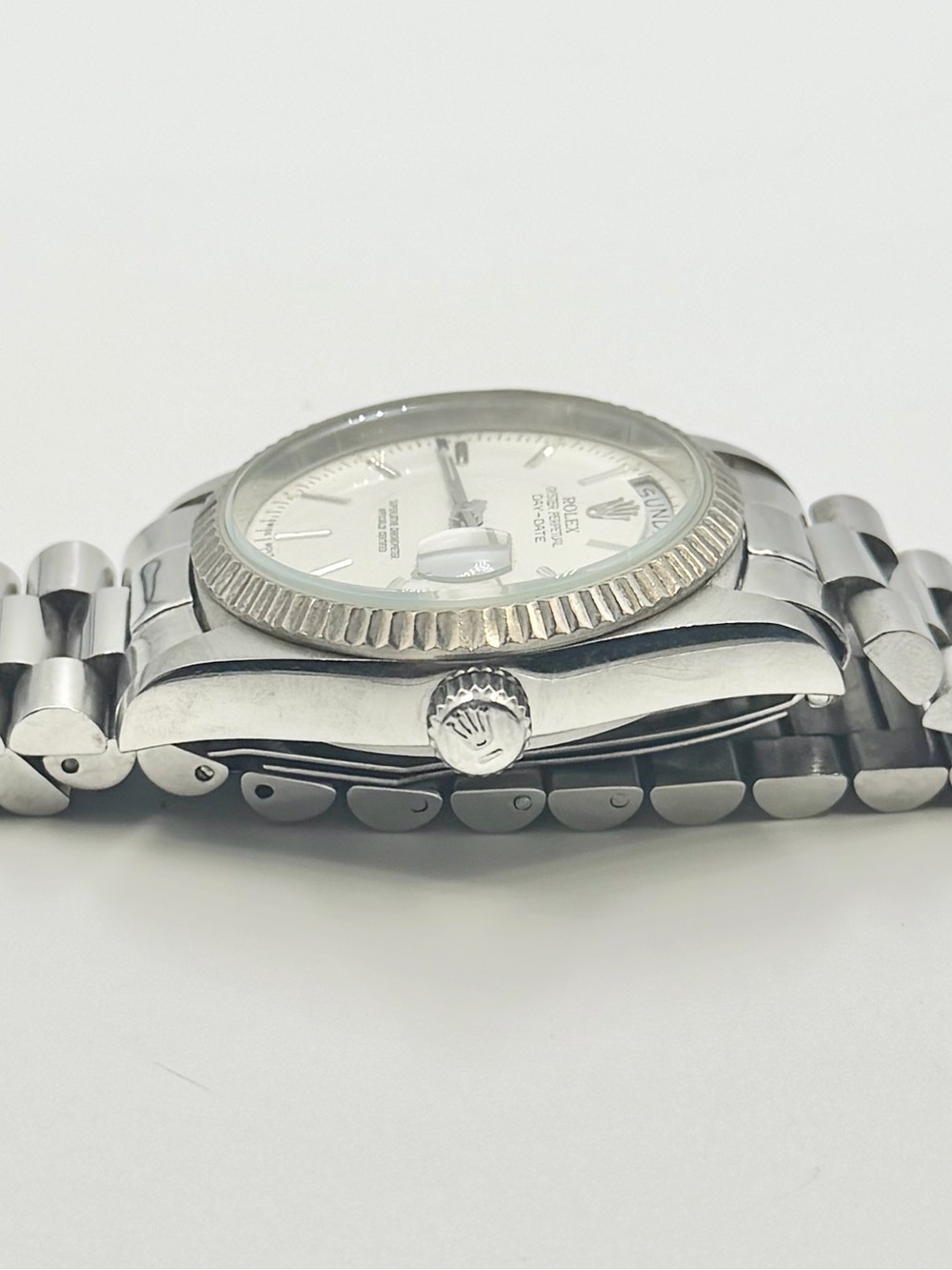 Reproduction Rolex Silver Stainless Steel Oyster Perpetual Day-Date Watch - Picture 2 of 4